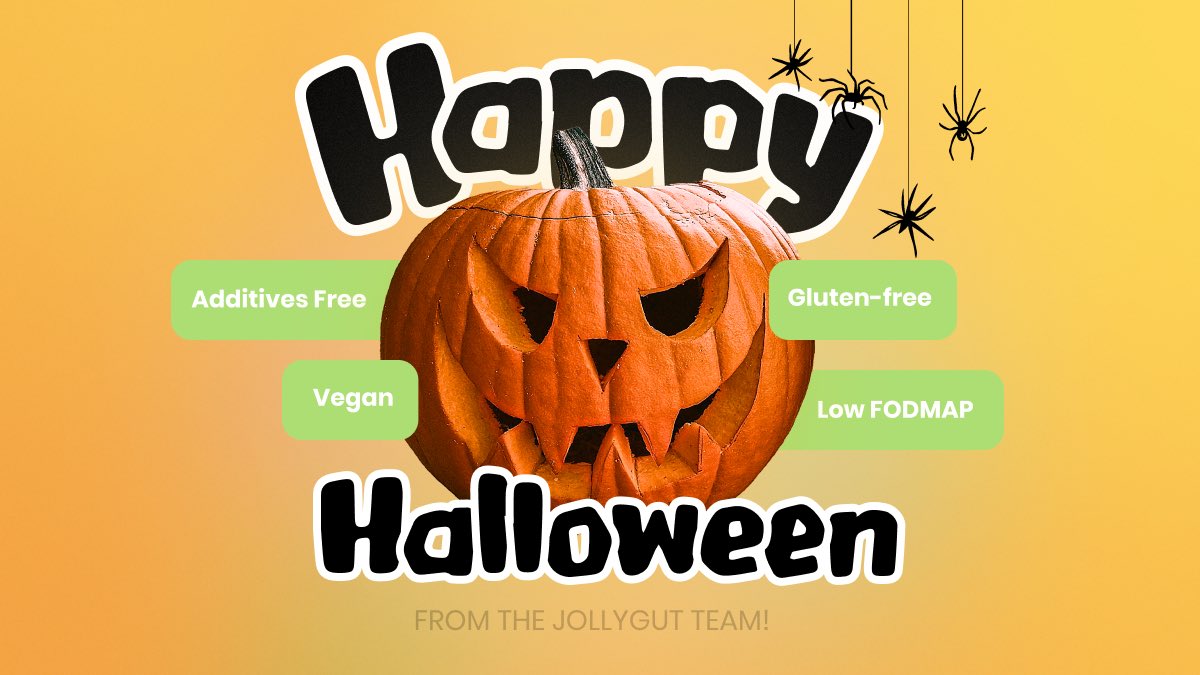 The JollyGut team wishes you a Happy #Halloween! 👻 
Top tip to #reducefoodwaste: Set aside the #pumpkin flesh to make a soup, the seeds for roasting, and use the remains for #compost. 🎃 #foodscanner