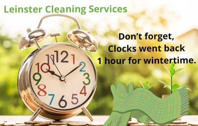LeinsterClean's tweet photo. Don’t forget folks, clocks went back 1 hour this morning. 🕰🍂 https://t.co/p51lqkip9Q