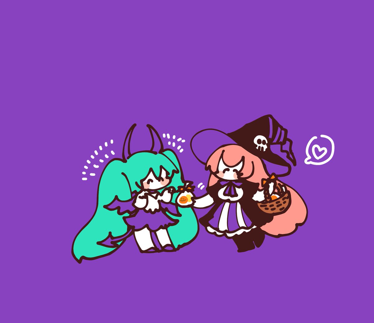 鏡音レン ,鏡音リン 「ハッピ-ハロウィンなボカロ達🎃🦇 」|袁のイラスト