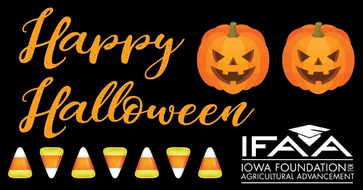 IAWinnersCircle's tweet photo. The Iowa Foundation for Agricultural Advancement wants to wish everyone a spook-tacular Halloween! https://t.co/jIHGTyCpHI