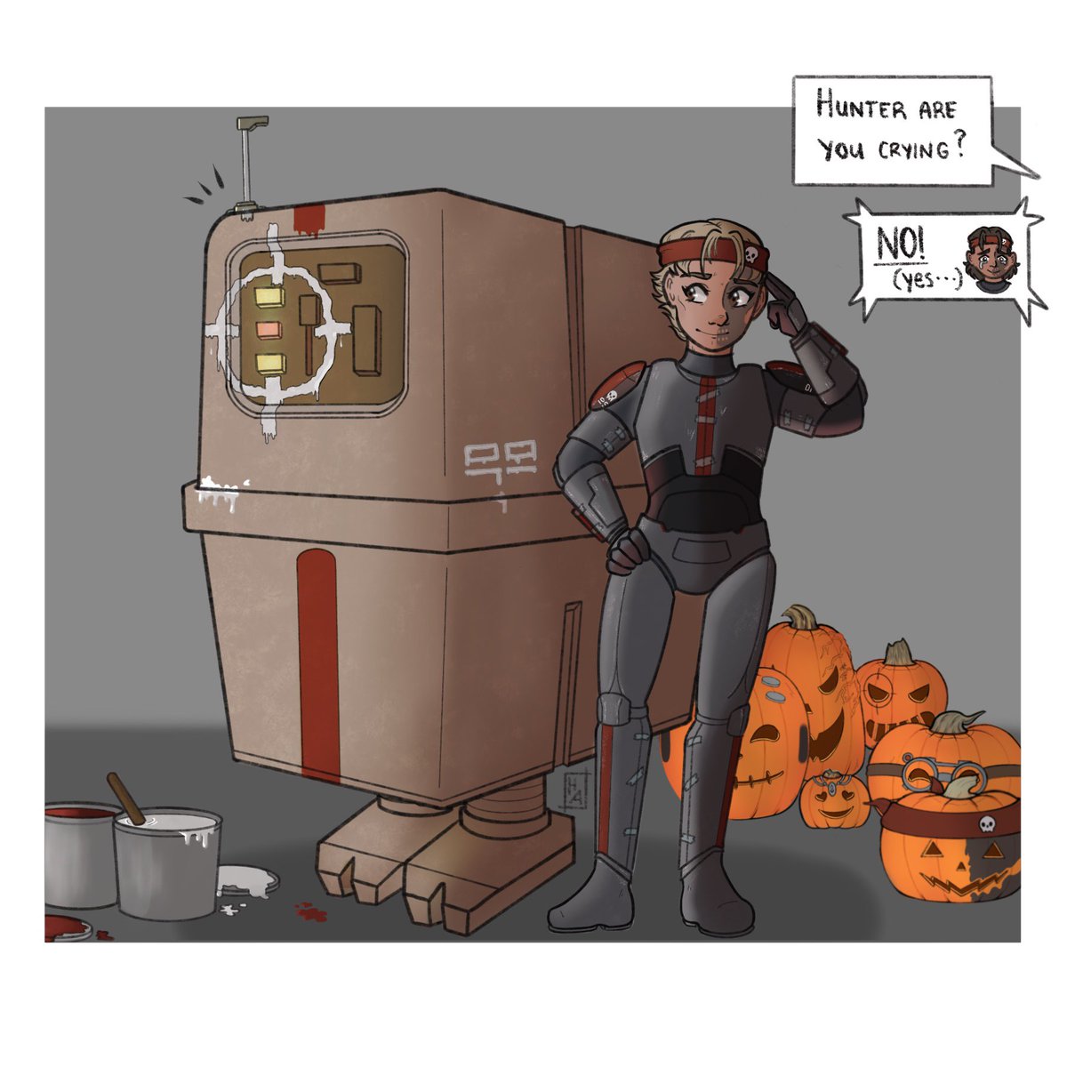 ArsDeElysium's tweet photo. Omega really wanted to be Hunter for Halloween, so it only made sense to dress Gonky up as her partner in crime, Crosshair. ☺️🎃
#StarWars #TheBadBatch #BadBatchtober #BadBatchFanart #StarWarsFanart https://t.co/3nq3PmaYvO