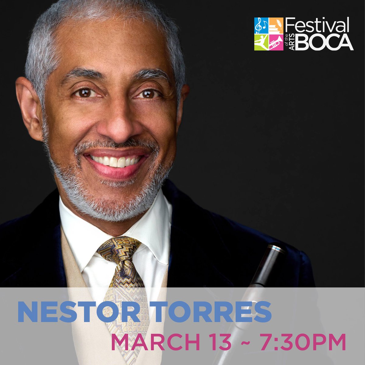 The inimitable Nestor Torres (@NestorTorresMusic) returns to close Festival Boca with his rousing, get up on your feet jazz. What better way to send off our 16th Season? Tix on sale tomorrow!!!