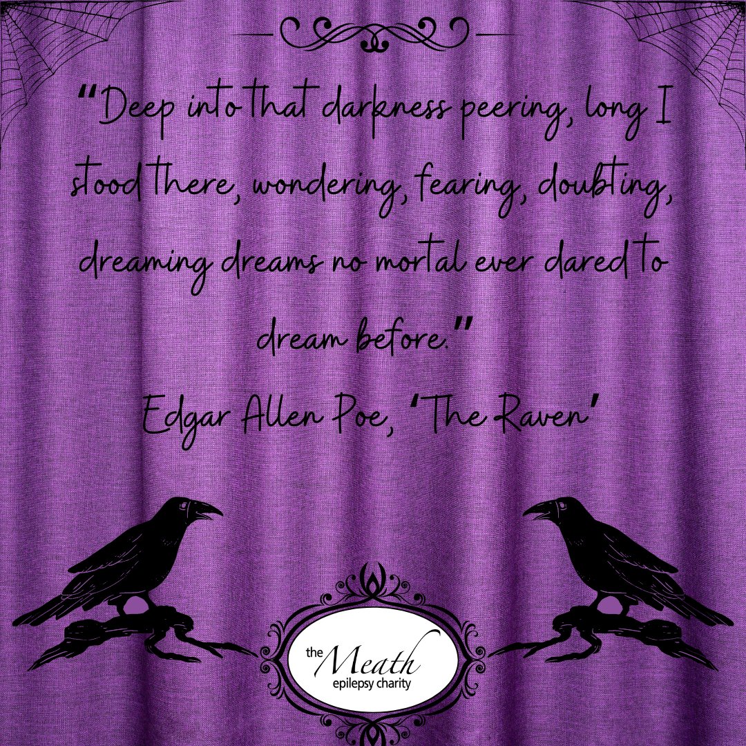 MeathCharity's tweet photo. #Poet &amp; writer #EdgarAllenPoe is well known for his dreamlike, #macarbre style . His #poem #TheRaven is perfect for #Halloween but did you know that Poe lived with #epilepsy?📖💜 https://t.co/HSM2LkmlGT #seizures #ability #specialcarehome https://t.co/PgQ3ZlrJTH