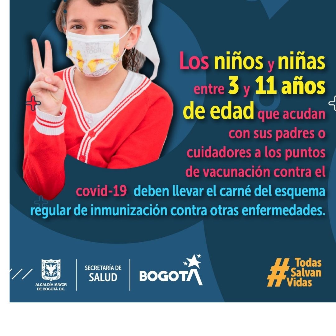SubRedSur's tweet photo. 👦🏻👧🏾En Bogotá ya se estamos vacunando contra el covid-19 a niños y niñas de 3 o más años de edad, pero también continuamos iniciando y completando sus esquemas de inmunización contra otras enfermedades💉.✅¡Al acudir a los puntos, lleva su carné de vacunación regular! https://t.co/aWFlvkZyeI