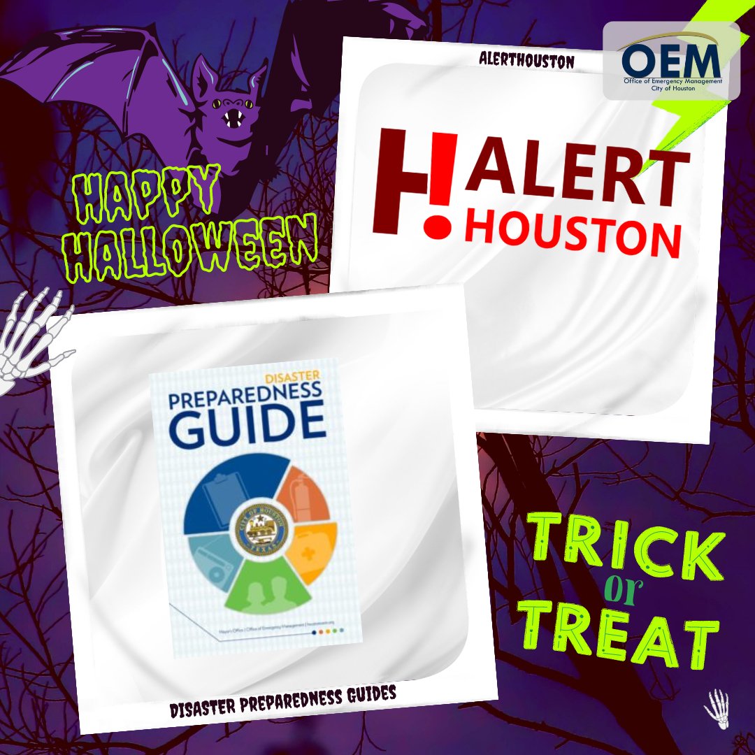 HoustonOEM's tweet photo. 🎃All treats, no tricks this Halloween!🎃 Be safe and prepared against any dangers with https://t.co/JwpvbwO3Sh and our Disaster Preparedness Guide available at https://t.co/0dyVs6STec.
#ReadyHouston https://t.co/nvl2mB9awu