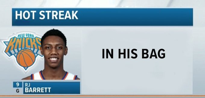 KnicksMSGN's tweet image. RJ Barrett last night: 

🔹 35 PTS - 12/18 FG - 6/8 3P 
🔹 8 REB
🔹 6 ASTS
🔹 1 TOV