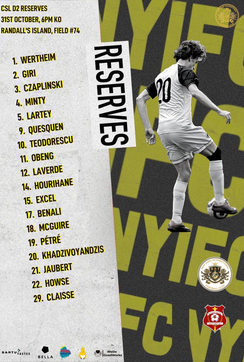 Is it a 6 pts Sunday type of day?

The 🦁 of NY International are facing <a href="/sceintracht/">SC Eintracht</a> and their mighty keeper, legend of <a href="/CosmoLeague/">Cosmopolitan Soccer League</a> !

Deep squads today with some more 🔥 power for both!

🕕 6pm and 8pm at Randalls

Spooky 👻

#WFWI #WAGMI #DEFENDTHEDEN #NYISBLACKANDGOLD