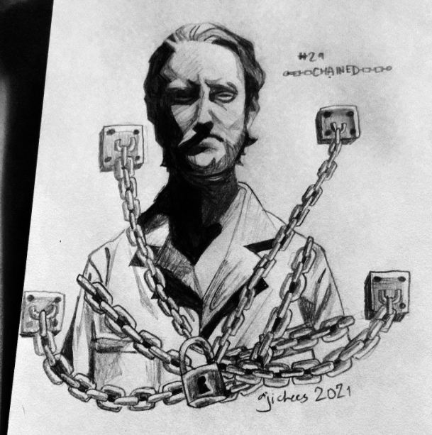 ajichees's tweet photo. day 29 prompt: chained! another FPB drawing, i really like that song/video y'all can probably tell X)
#timfoust #timfoustfriday #juliartober #artober #artober2021 https://t.co/xx7anVb1uc