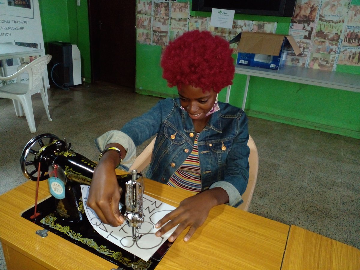 One of our tailoring &amp; fashion trainees working on your next fabulous outfit! #tailoring #Liberia #vocationaltraining