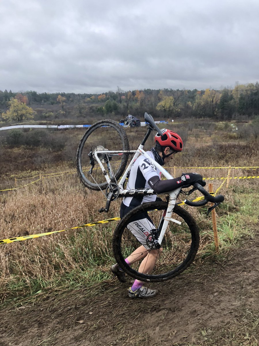 ontariocycling's tweet photo. Master C and D men making their way through the mud! #OCACX https://t.co/Zz6oCX6WKi