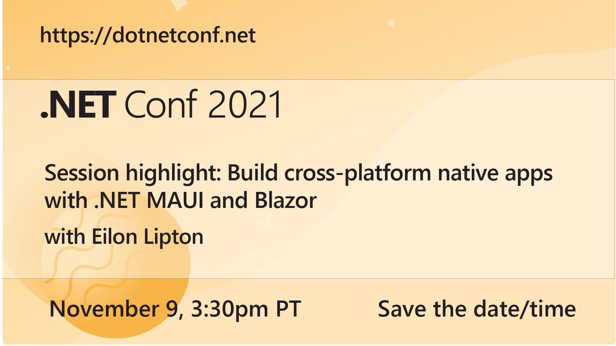 The power of Blazor is coming to native apps! 

In #dotNETConf session, we'll learn to use existing Blazor web components and get the power of native apps, or supercharge your existing native apps with the power and reach of Blazor.

Save the date: msft.it/6018kH620