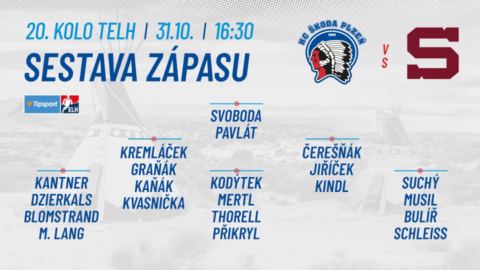 HC_Plzen's tweet photo. 👥 Naše sestava pro dnešní duel proti Spartě! 💪 Najdeme v ní několik změn oproti poslednímu utkání, do hry se vrací Honza Schleiss. Držte nám palce, Škodovka do toho! 💙🤍
#PLZvSPA #TELH #ledjenas https://t.co/8WTVvUEUop