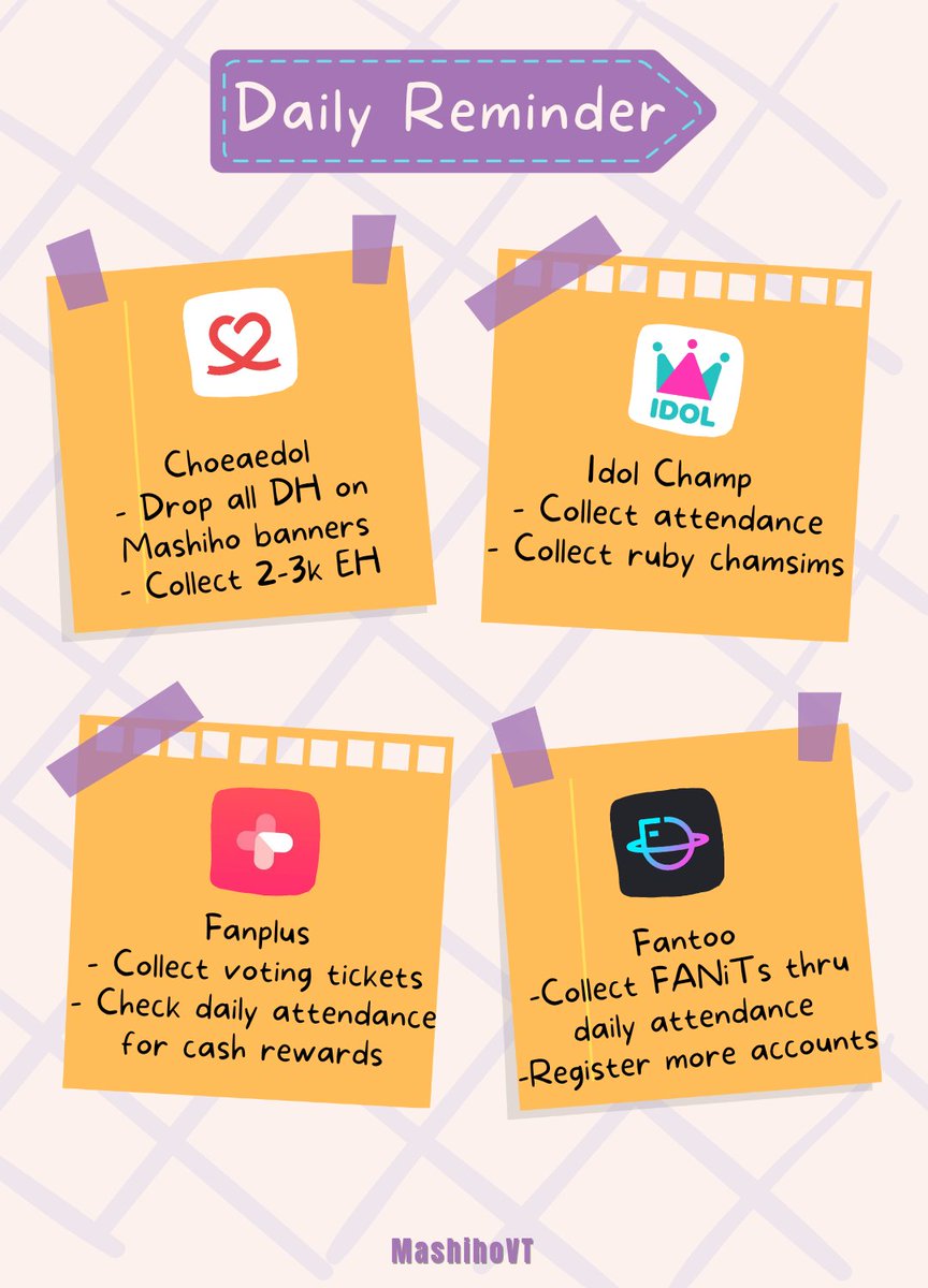 MashihoVT's tweet photo. [DAILY REMINDER]

Collect votes for the following apps:

🗳 Choeaedol (D-145 Mashiho's birthday) 
🗳 Idolchamp (Goal: 600k chamsims)
🗳 Fanplus
🗳 Fantoo

Voting Tutorials/Guides: https://t.co/6gSWvZCfxL

@treasuremembers
#MASHIHO #마시호 #マシホ https://t.co/X79mp9ja9R