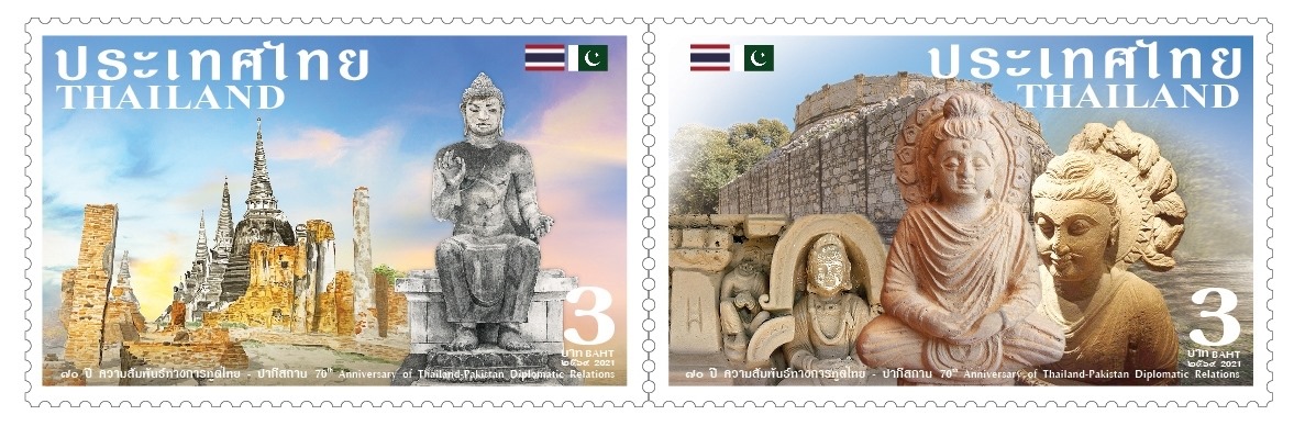 stamp_inlove's tweet photo. Joint #stamps set marking 70 years of diplomatic ties between #Thailand🇹🇭and #Pakistan will be issued on Nov 15. It depicts each country's #Buddhism world heritage awarded by UNESCO; Wat Phra Si Sanphet, Ayutthaya and Taxila of Pakistan including related #Buddha images. #phiately https://t.co/ycjqYsaI58