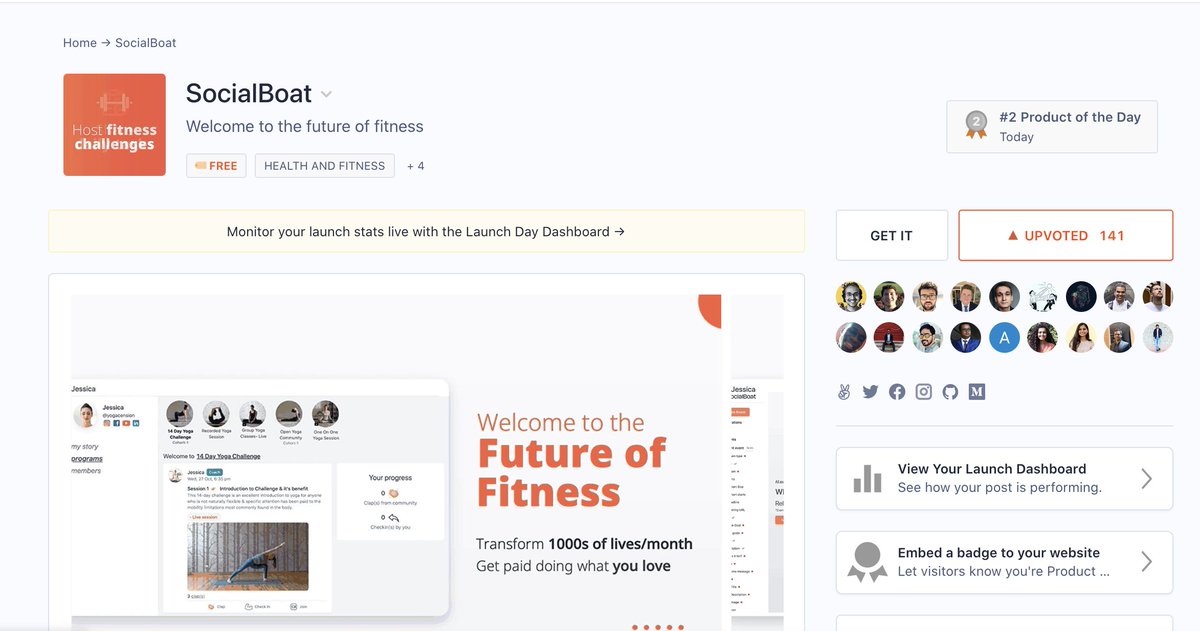 Jain2992Rahul's tweet photo. Trending #2 right now! 
Hoping to reach #1 by morning! 
@ProductHunt @Swapnil_Vats  
https://t.co/Ehq7VRmONs

#CreatorEconomy #fitness #startupindia https://t.co/6NPMxzizPA