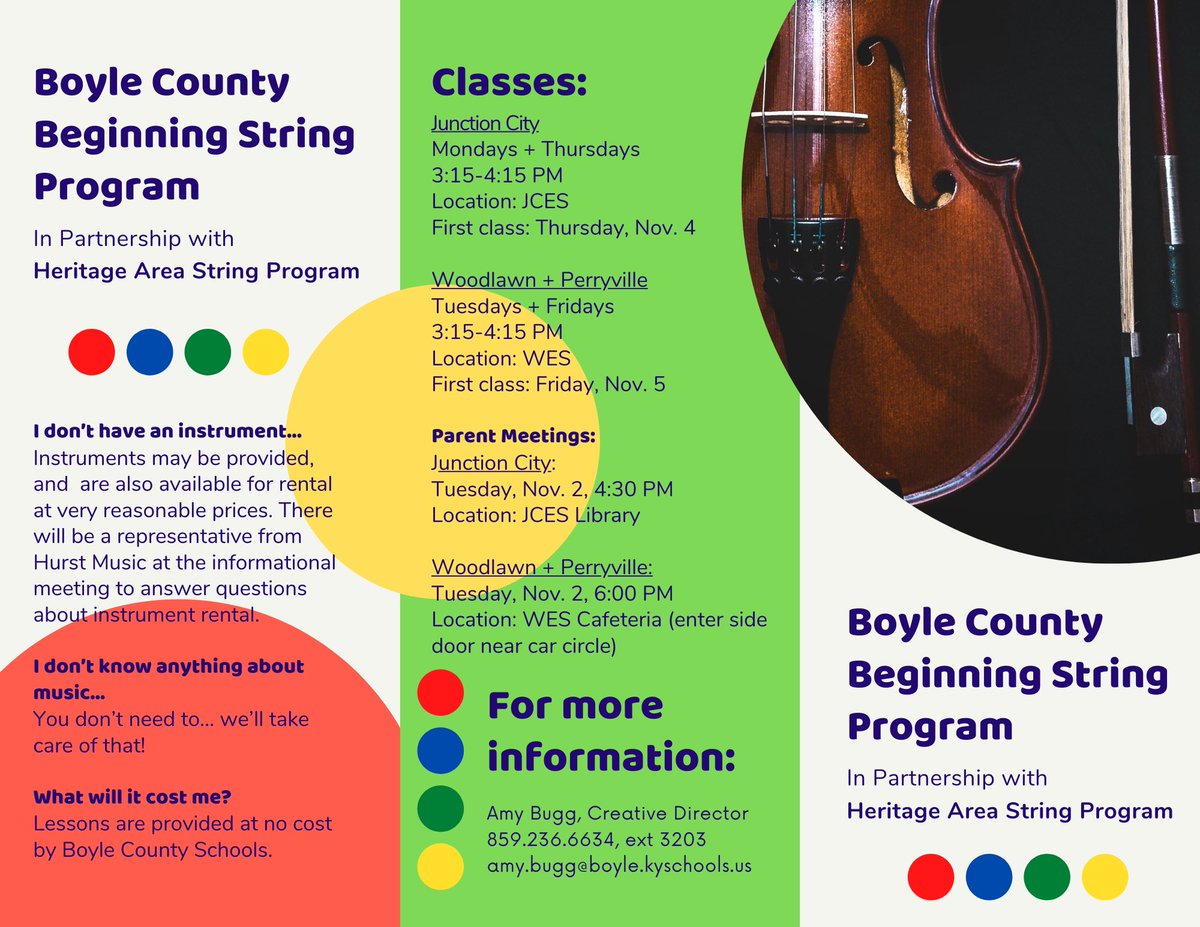 Calling all elementary students interested in FREE beginner string (violin, viola and cello) lessons! Parent meetings are Tuesday, and the first lessons start this week. 

Priority will be given to grades 3-5 due to space limitations. 

<a href="/JCESJaguars/">JCES Jaguars</a> 
<a href="/PESBulldogs/">PESBulldogs</a> 
<a href="/WESColts/">MRSTIVEN TC</a>
