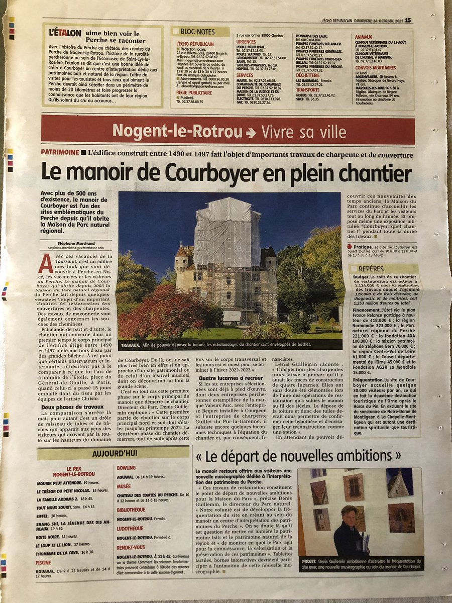 bernstephane's tweet photo. Heureux que les travaux avancent au manoir de Courboyer @PnrPerche avec @DenisGuillemin et je compte sur la nouvelle présidente #AnickBruneau pour restituer les 4 lucarnes mises à jour, comme prévu par #MissionBern #LotoPatrimoine avec @fond_patrimoine et @AXAFrance @FDJ https://t.co/fTpsqn2fpE