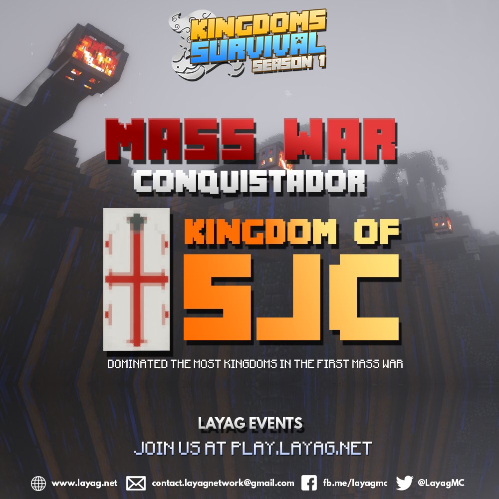LayagMC's tweet photo. Kingdoms in LayagMC just had its first-ever mass war!

Congratulations to the Kingdom of SJC for winning the first mass war event of our server!

Start your #LayagLegacy with us at IP: https://t.co/NusjifSgZd

Visit: https://t.co/NXLWJW3dcR
#LayagMC
#Minecraft https://t.co/1xxJedAJFG