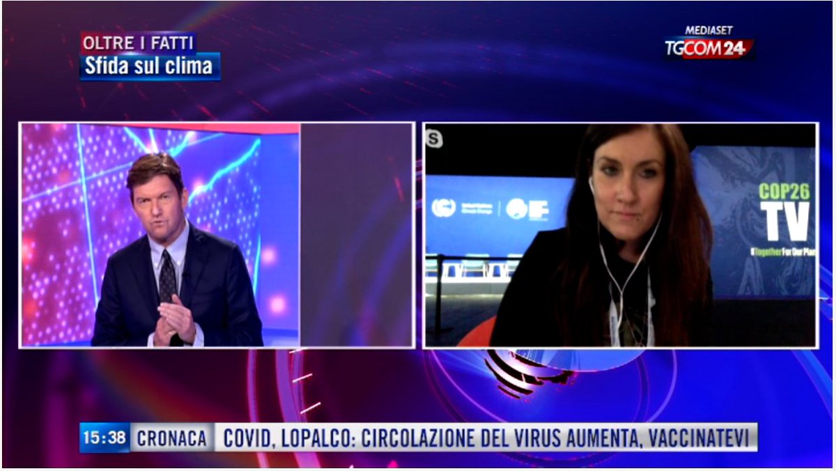 ItalianClimate's tweet photo. "Trovare un accordo per il taglio delle emissioni è fondamentale", ha avvertito la nostra @rebetikomou che poco fa è intervenuta in diretta su @MediasetTgcom24 dalle stanze della #COP26 di Glasgow.
#ItalianClimateNetwork
#SparkAChange #WorldClimateMarch #togetherforourplanet https://t.co/D89CQ633Sx