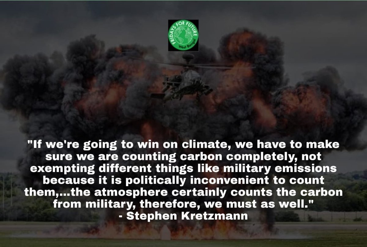 FFFWestBengal's tweet photo. COP26 starts today and will continue till 12 November. Will there be any discussion regarding the carbon footprint of armed forces? No, because it's politically inconvenient. This is why we need new politics. 

#UprootTheSystem https://t.co/7XPVMPLsjL