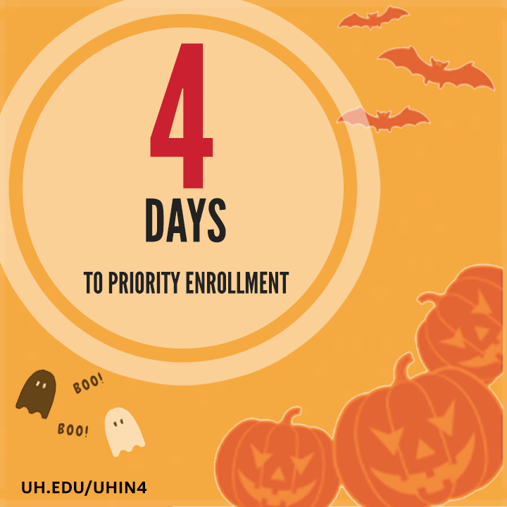 _UHin4's tweet photo. Enrolling for classes shouldn't be scary! Get Enrollment Ready. Have a Happy Halloween! https://t.co/KcYLMfv4p5