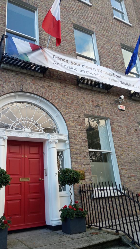 alansloane's tweet photo. The French Embassy showing solidarity https://t.co/9JJtEKHRaI