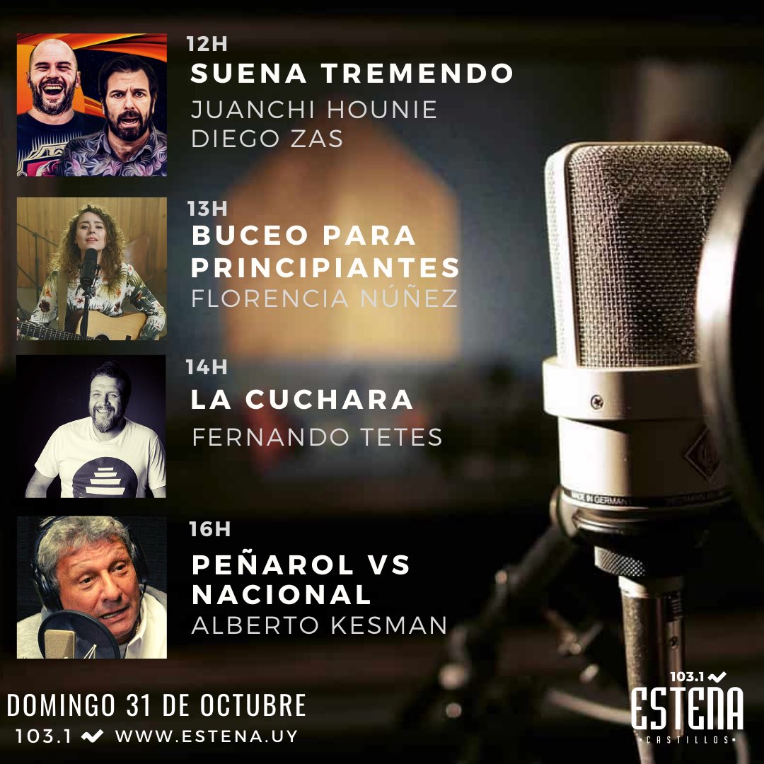 EstenaUy's tweet photo. Imagínate estar en Rocha 🌴🌊 y poner en el sintonizador 103.1. 

Hoy en Esteña 🎸🤿🥄⚽️
103.1 📻🌴 | https://t.co/KjG15yakvk 📲🌎 https://t.co/jvYLDA1vq4