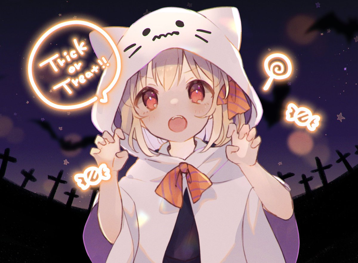 rumia 1girl solo red eyes blonde hair halloween trick or treat hood  illustration images