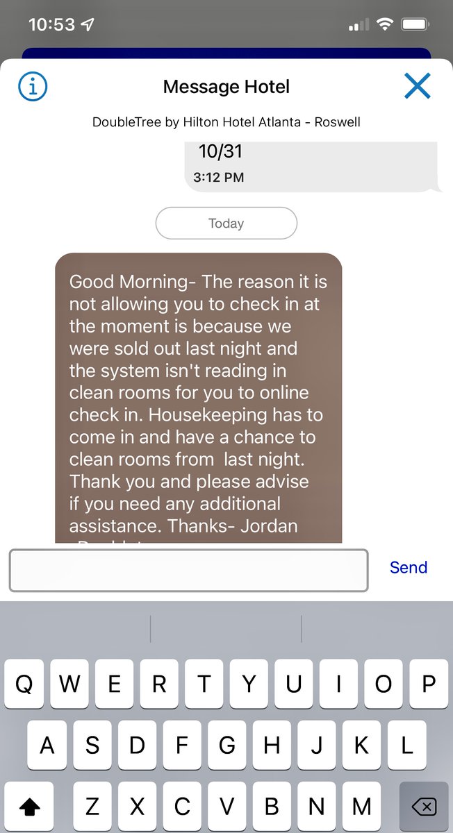 OlyriaRoyBjp's tweet image. Response time 16 hours on a question direct to the property. About what you expect @Hilton @HiltonHonors ? Found out after wasting so much time that online checkin only works once a room has been cleaned THAT DAY. App says “available” on several rooms. That AREN’T. #CSFail again.