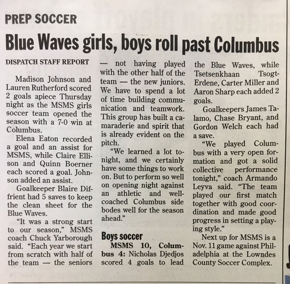 CYarb1's tweet photo. ⁦@msmsbluewaves⁩ soccer in today’s ⁦@CDispatch⁩ @CDispatchSports⁩ ! https://t.co/nzoNetcAz6