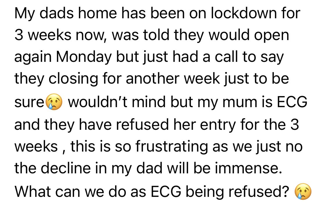 rightsforresid2's tweet photo. Everyday 😞 why is this happening, why are care homes being like this.   @GillianKeegan please #guidanceisnotworking things really have to change. We cannot and must not repeat last year our loved ones need us now  #rightsforresidents https://t.co/VWRa94XcVD