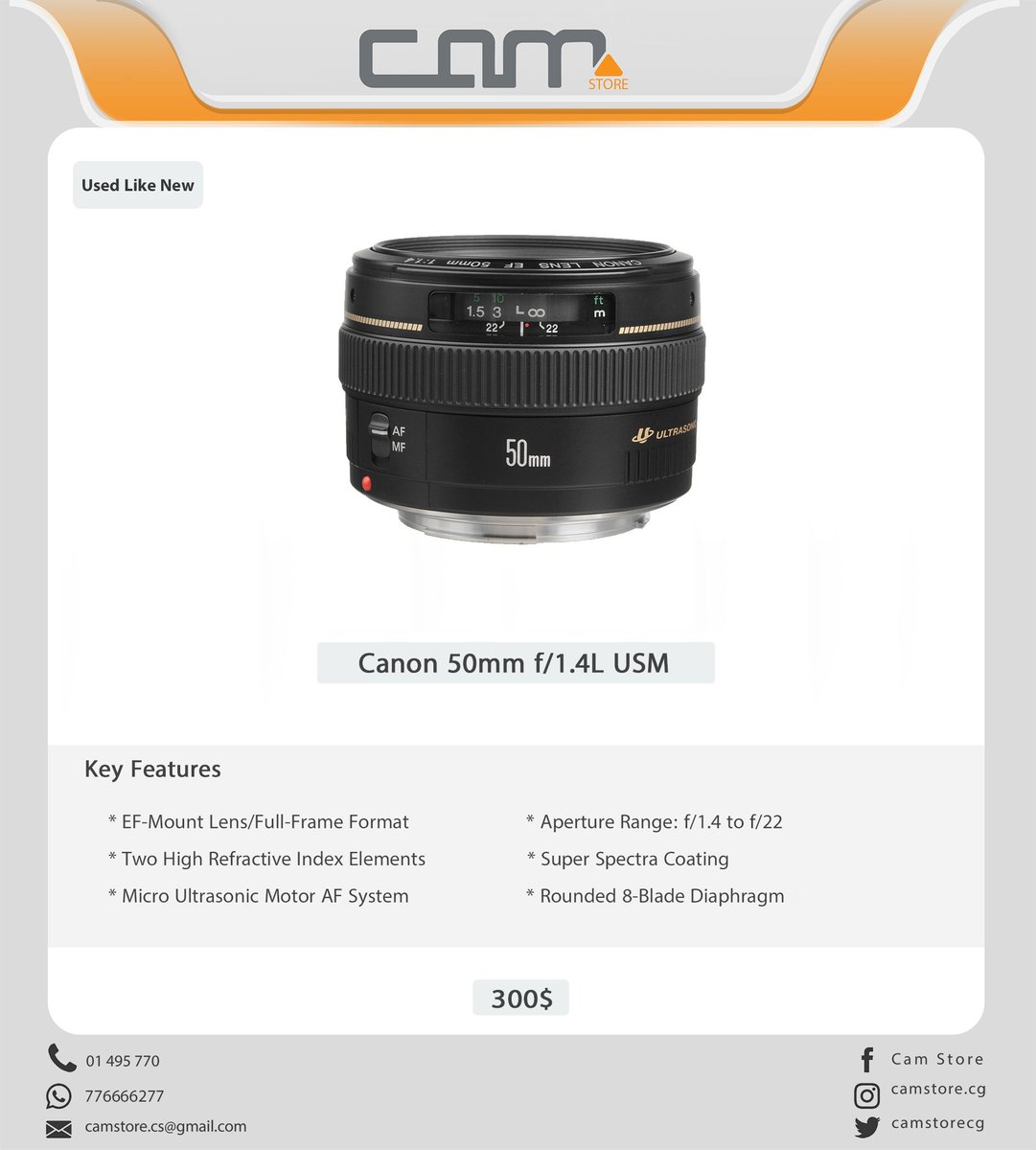 camstorecg's tweet photo. Canon 50mm 1.4 USM
مستخدم نظيف جداً
300$ https://t.co/iEUSavxVSy