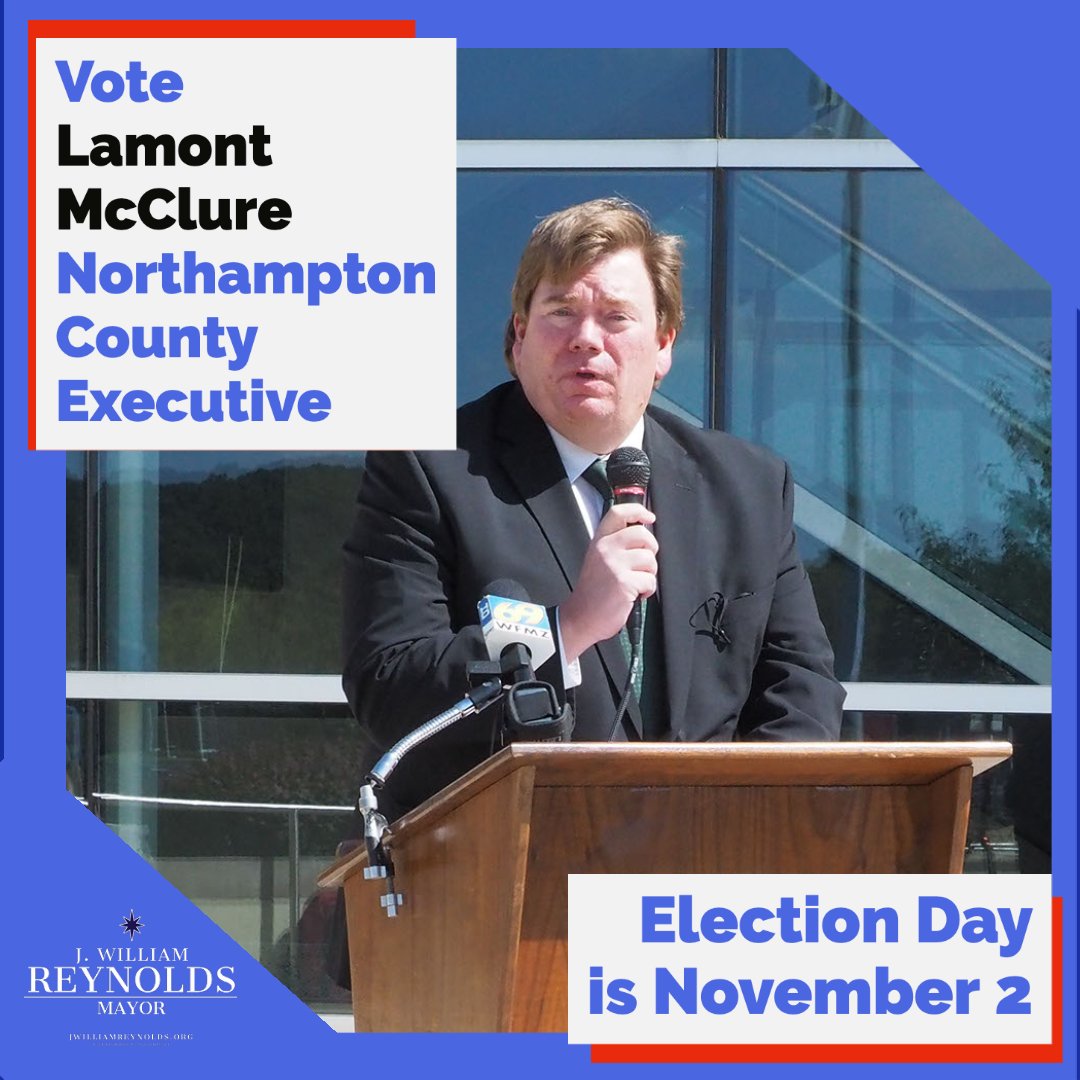 jaywreynolds's tweet photo. ☑︎ VOTE @LamontGMcClure1 for Northampton County Executive this November 2!  ☑︎ 

#November2 #Bethlehem #votenovember2 #northamptoncounty #lehighvalley https://t.co/IyCcAPNqt2