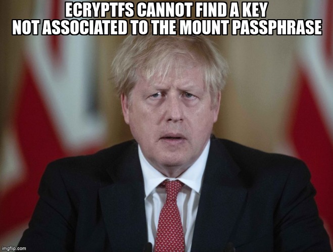 askubuntumemes's tweet image. Ecryptfs cannot find a key NOT associated to the mount passphrase askubuntu.com/questions/1372… #ecryptfs #upgrade #mount