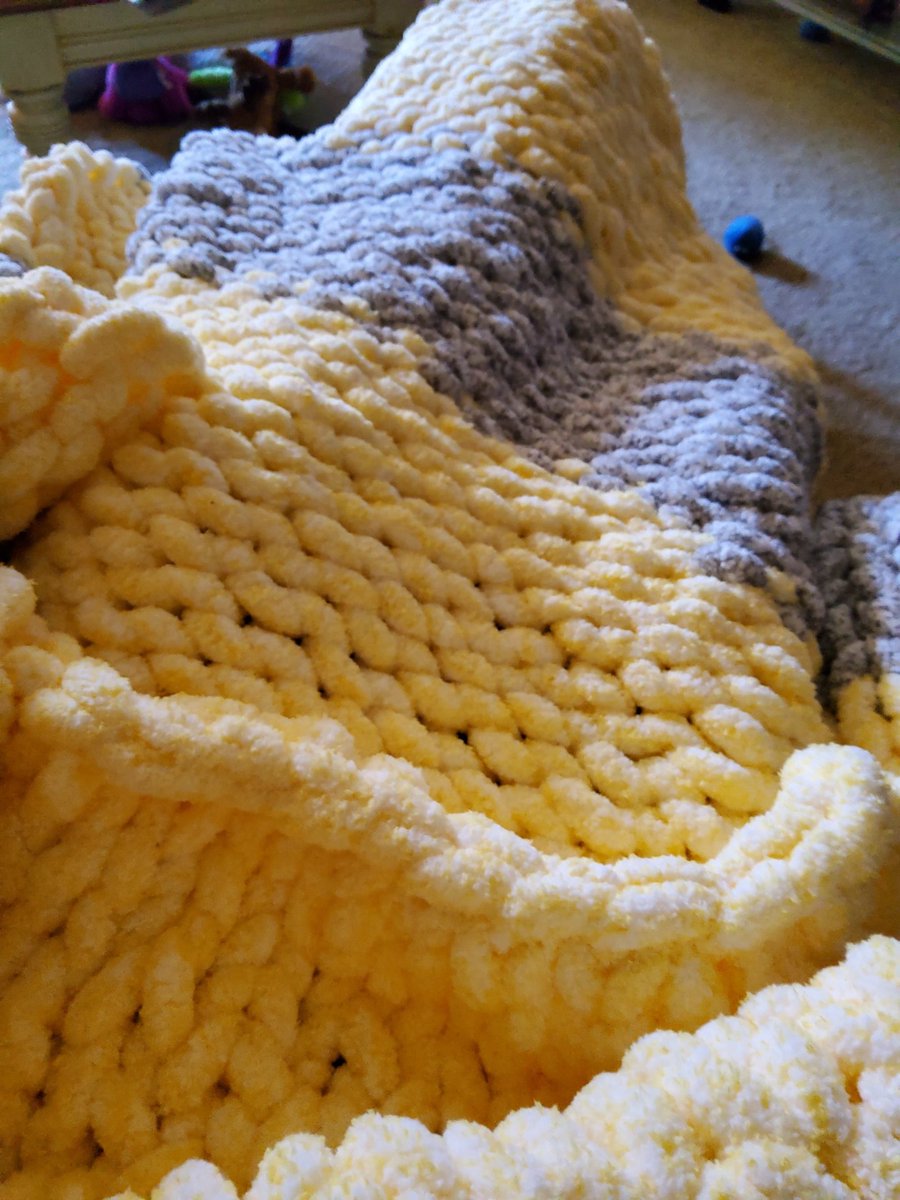 My first attempt at a blanket. Not perfect, but a nice brain break. #chunkyblanket #freelancer #copyeditor