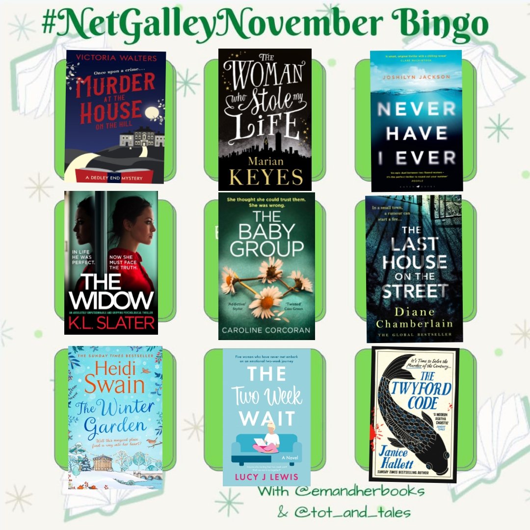 My #NetGalleyNovember bingo card. I'll be happy if I even read 3 of these at my current speed