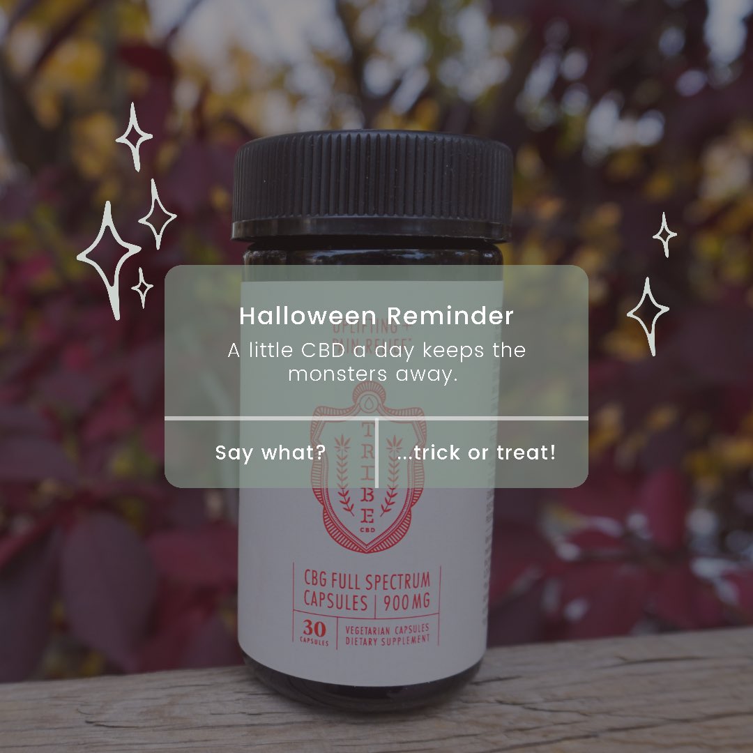 TribeCBD's tweet photo. HAPPY HALLOWEEN 🎃  a little CBD a day keeps the monsters away #JoinTheTribe #TrickOrTreat https://t.co/rNnNaTHLQX