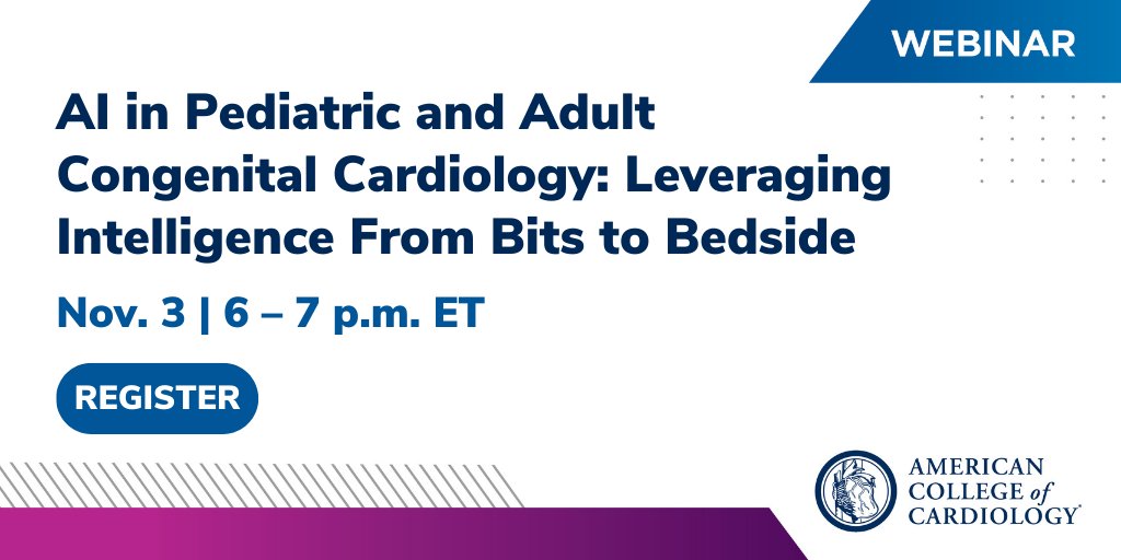 ACCinTouch's tweet photo. On 11/3, @AnthonyChangMD will be discussing the applications of #ArtificialIntelligence in #CHD &amp; #PediatricCardiology. Discover what the future of your field holds and RSVP! https://t.co/7LMOpQsLpn #ACCACPC #ACCHI #cvPed https://t.co/Pg9aM4Srma
