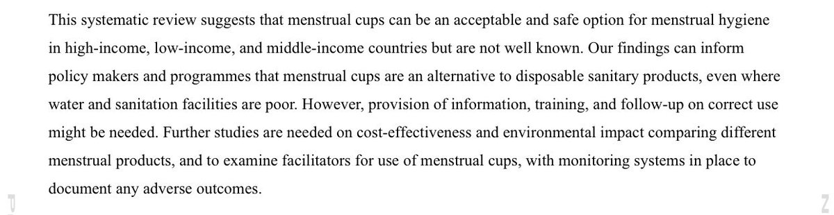 Well to conclude, sampai hari ini kesimpulannya adalah kesimpulan dari systematic review van Eijk et al (2019) ini.

Yang jelas: klaim menstrual cup menyebabkan endometriosis dan kemudian kemandulan keliru.

Tapi tetep konsultasikan ke dokter untuk pemakaian yang tepat.