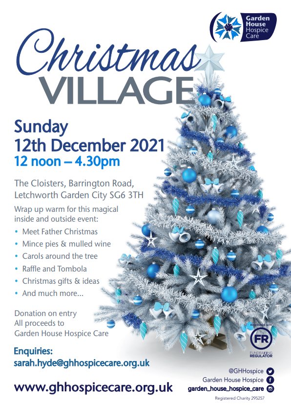 🎁 The Friends of Garden House Hospice Care are hosting a Christmas Village on Sun 12th Dec.

Taking place at The Cloisters in #Letchworth there’s 40+ stalls and plenty of festive fun for all the family with mince pies, carols and even a visit from the big man himself! 🎅🏻