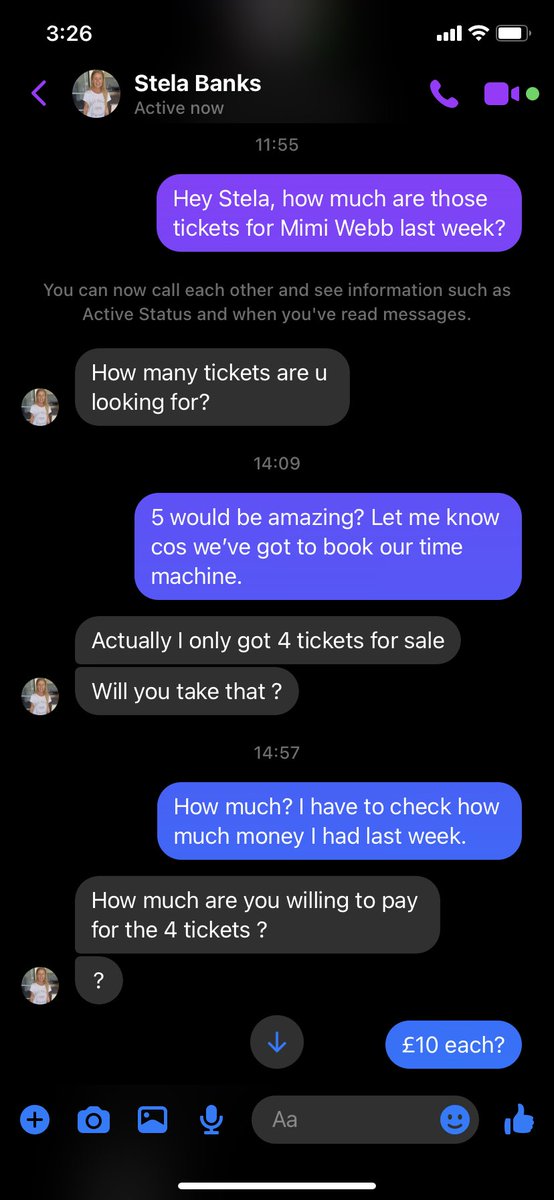 Craigpjohnston's tweet photo. A story in 4 picture called “A bot offered to sell me tickets to a gig that was in the past”. https://t.co/AVl42A8Aua