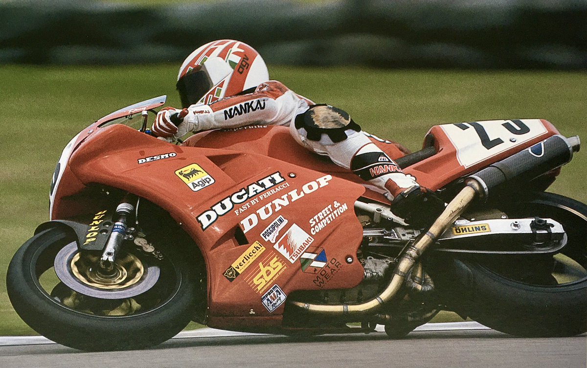 MVAGUSTAracing's tweet photo. @GetMotored Doug Polen showing the style that took him to the 1991 World Superbike Championship. He completely dominated on the Fast by Ferracci 888. 📕Ducati Racers https://t.co/MZKtF4Wk3B