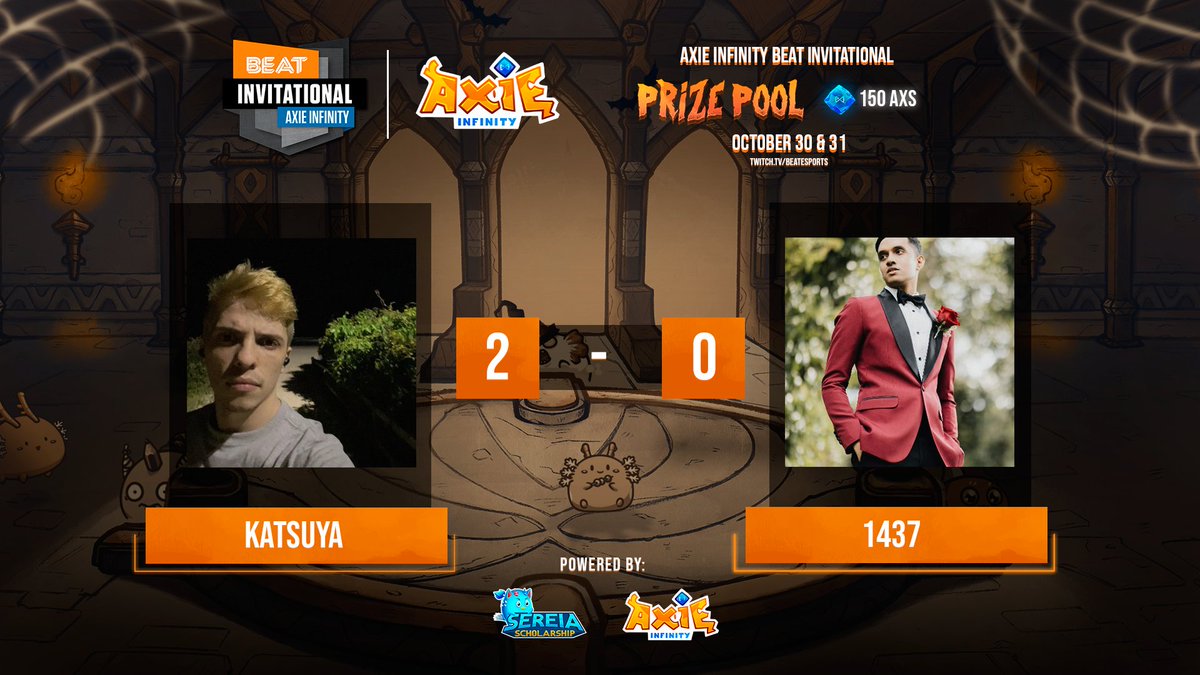 BEATesports's tweet photo. .@KatsuyaBrazil takes it 2-0 over @1437_MT8.  He moves on to face @blackedoutz1.

More @AxieInfinity action shortly up next at https://t.co/0kyFqabVdA https://t.co/vs4lGRJMG8