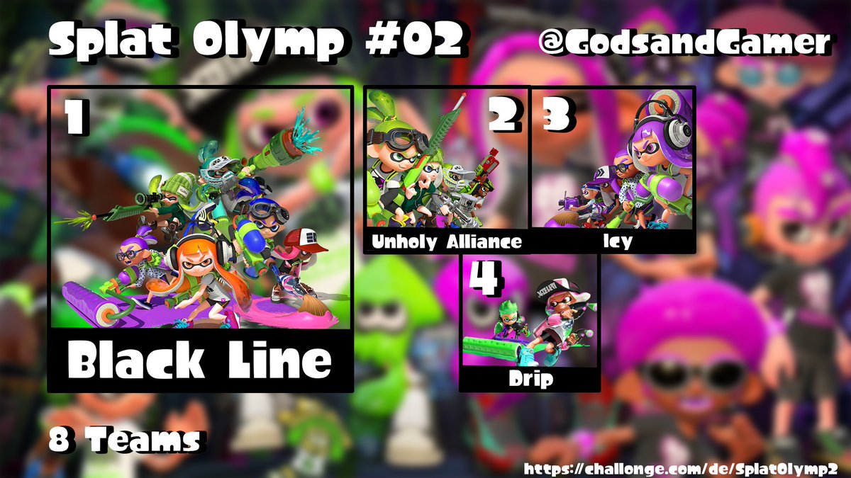Panix_DE's tweet photo. Splat Olymp #02 - 8 Teams 

🥇Black Line
🥈Unholy Alliance
🥉Icy

Herzlichen Glückwunsch und danke an alle die mitgemacht haben! https://t.co/RDiAvQeihI