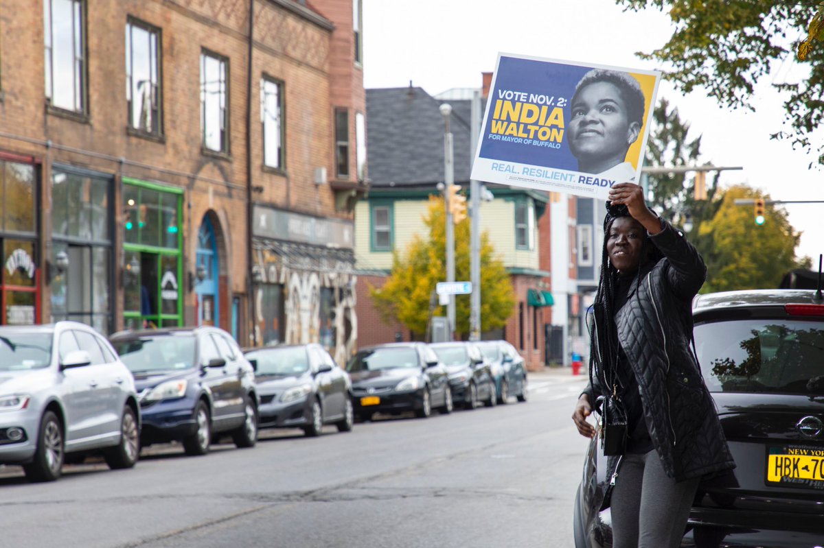 harpersebishop's tweet photo. While I was putting @Indiawaltonbflo signs up this morning on E. Ferry, two elder women on their way to church stopped in the middle of the road, rolled down their window, and said, “Can we have one of those?” Of course. https://t.co/SmfI8uzlU3
