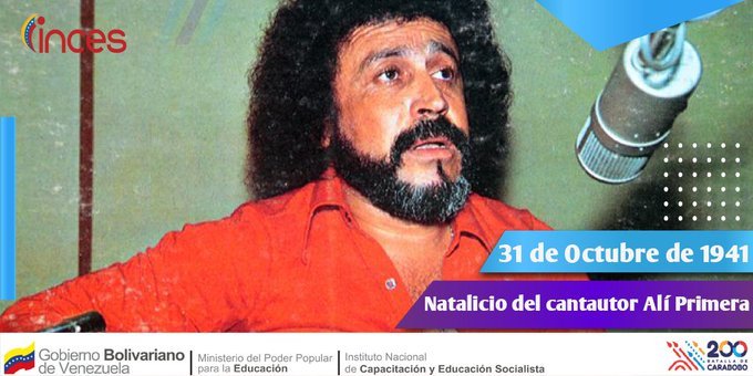 incessocialista's tweet photo. Un #31Oct de 1941 nacía en Coro, estado Falcón, el cantautor venezolano Ely Rafael Primera Rossell, más conocido por su nombre artístico Alí Primera. Además de músico, compositor y poeta fue un activista político y militante comunista venezolano #AlíPrimera80YCantando https://t.co/tvrXDlkS7M