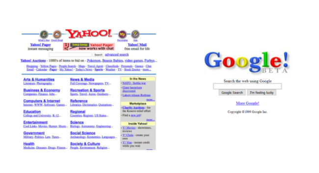 Trung Phan on X: "17/ The Yahoo! vs. Google homepages (these ones from 1999) is a great example of "The Paradox of Choice" and how keeping it simple can win out. https://t.co/rnmyUnxP5P" /