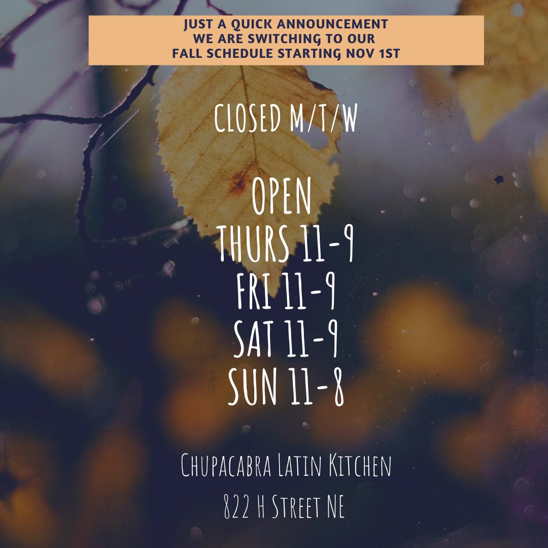 🚨🚨 Fall Hours 🚨🚨