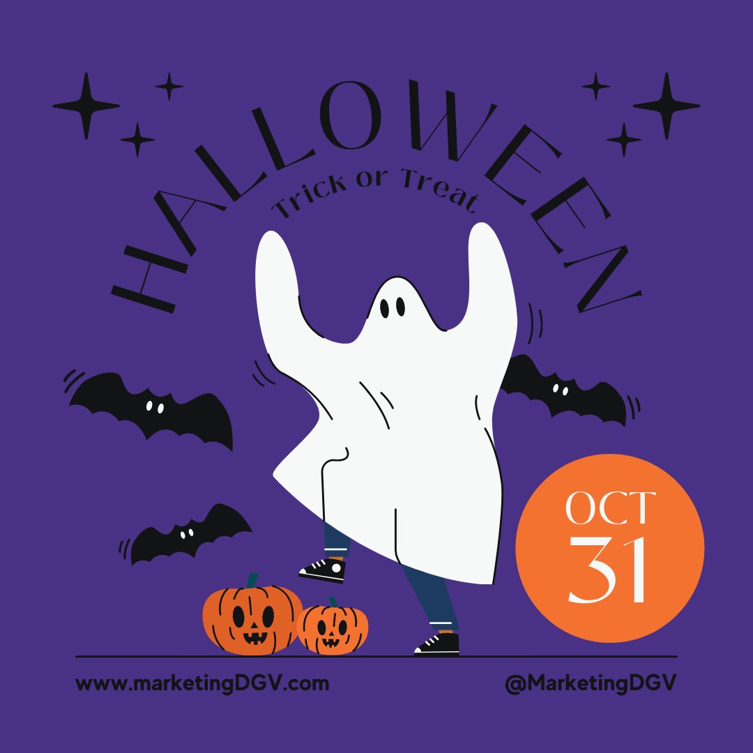 MarketingDGV's tweet photo. Happy Halloween from DGV!

We hope you have a safe &amp; fun day with your family &amp; friends.

#Halloween #Halloween2021 #October #October31st #HappyHalloween #TrickOrTreat #DGV #DigitalMarketingAgency #Marketing #Business https://t.co/XzThjaWp7W