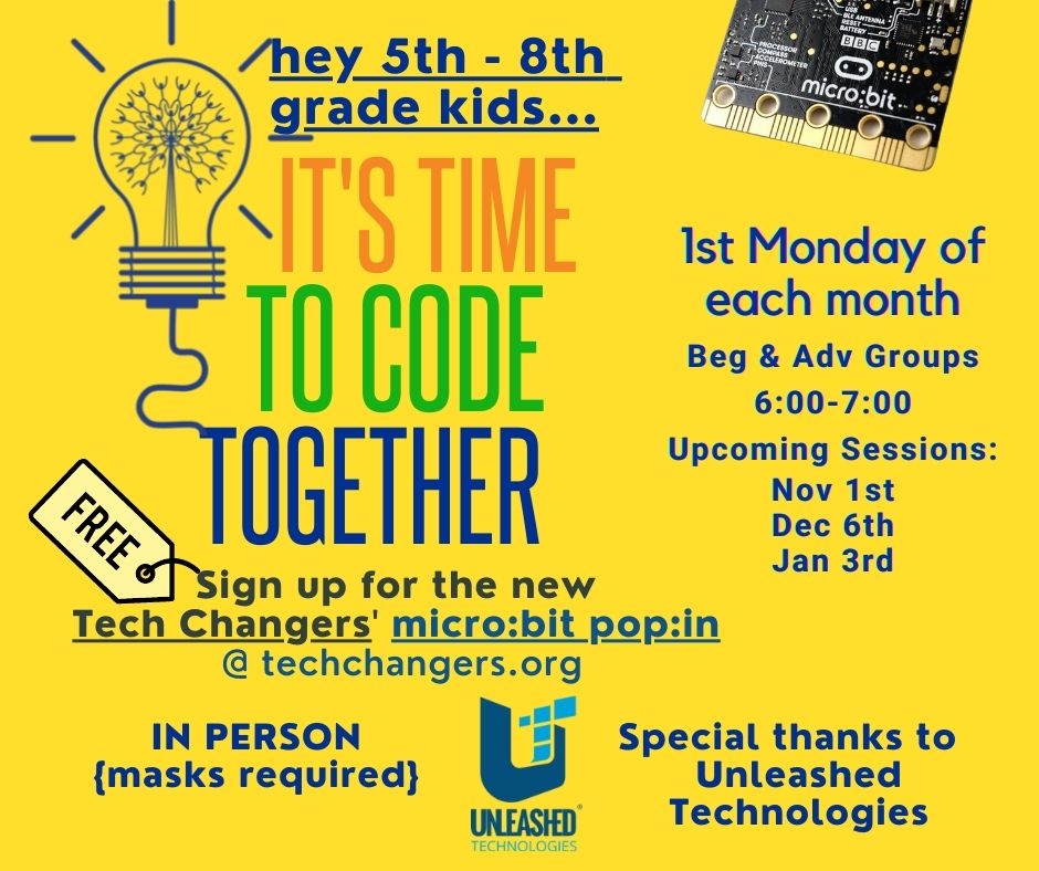 techchangersmd's tweet photo. We're BACK! IN PERSON - FREE micro:bit pop:in class - https://t.co/aoWC7bI9sr https://t.co/azxjSWiDtd